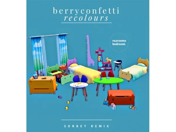 Alpha Roarsome Kids Bedroom recolor by simsfinds - The Sims 4 Custom Content