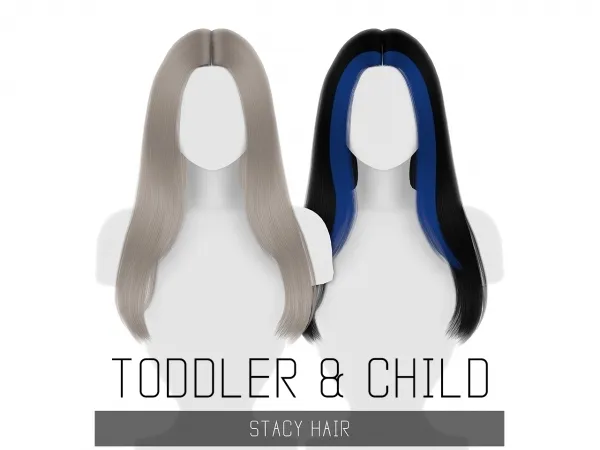 Alpha STACY HAIR TODDLER CHILD SOLIDS by simsfinds - The Sims 4 Custom Content