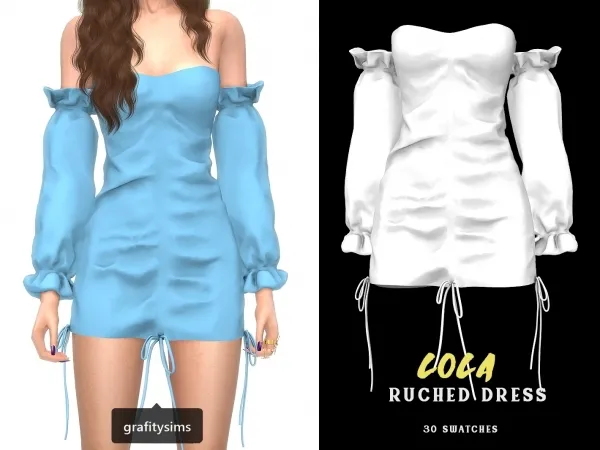 Alpha Lola Ruched Dress by grafity-cc - The Sims 4 Custom Content