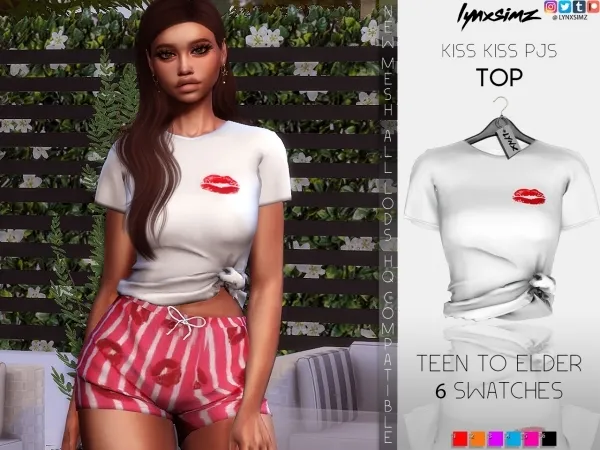Alpha Lynxsimz KissKiss PJ Top by lynxsimz - The Sims 4 Custom Content