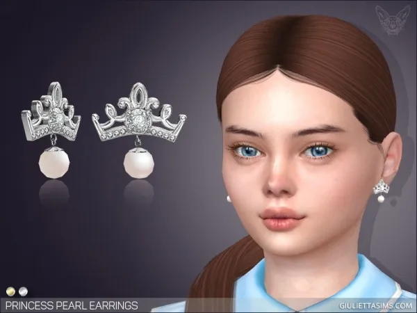 Alpha PRINCESS PEARL EARRINGS FOR KIDS by giuliettasims - The Sims 4 Custom Content