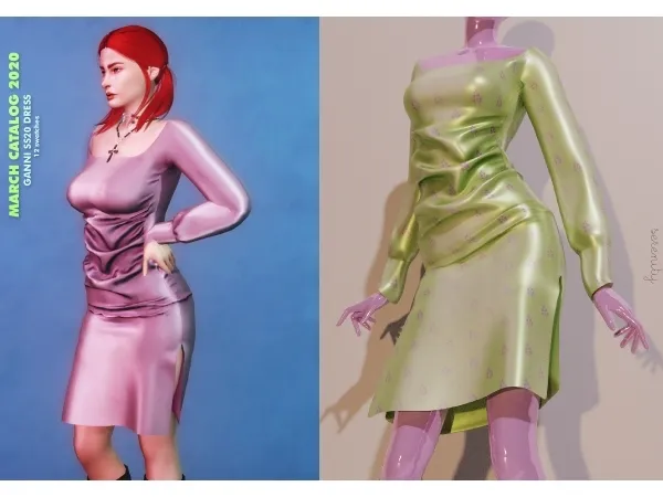 Alpha Ganni SS20 Dress by serenity-cc - The Sims 4 Custom Content