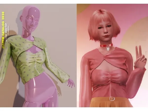 Alpha Ganni SS20 Top by serenity-cc - The Sims 4 Custom Content