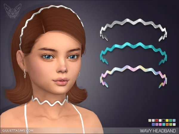 Alpha Wavy Headband For Kids by giuliettasims - The Sims 4 Custom Content
