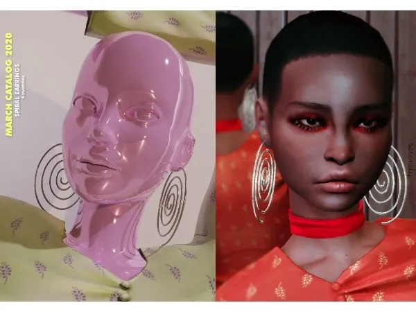 Alpha Spiral Earrings by serenity-cc - The Sims 4 Custom Content