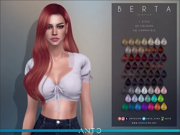 Alpha Anto Berta (Hairstyle) - The Sims 4 Custom Content