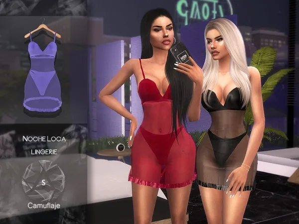 Alpha Camuflaje Noche Loca (Lingerie) - The Sims 4 Custom Content