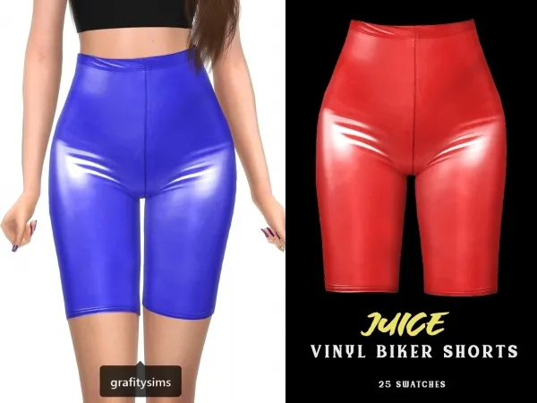Alpha Juice Vinyl Biker Shorts by grafity-cc - The Sims 4 Custom Content