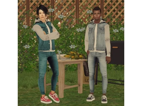 Hooded denim jacket Skinny jeans for by simsfinds - The Sims 2 Custom Content