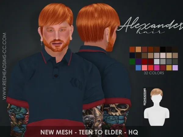 Alpha ALEXANDER HAIR - The Sims 4 Custom Content