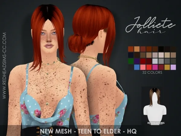 Alpha JOLLIETE HAIR by redheadsims - The Sims 4 Custom Content