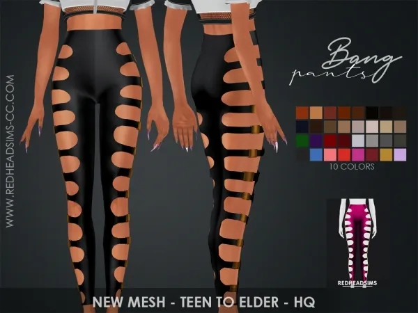 Alpha BANG PANTS by redheadsims - The Sims 4 Custom Content
