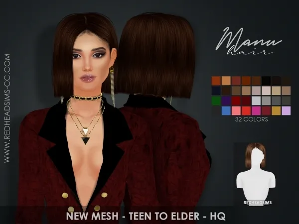 Alpha MANU HAIR by redheadsims - The Sims 4 custom content