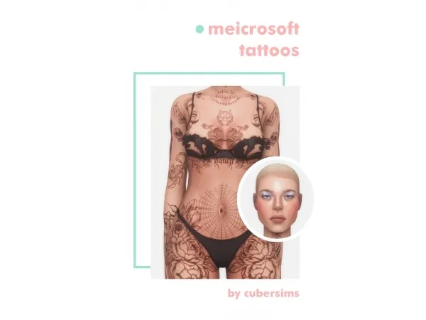 Mix Meicrosoft tattoos by cubersims - The Sims 4 Custom Content