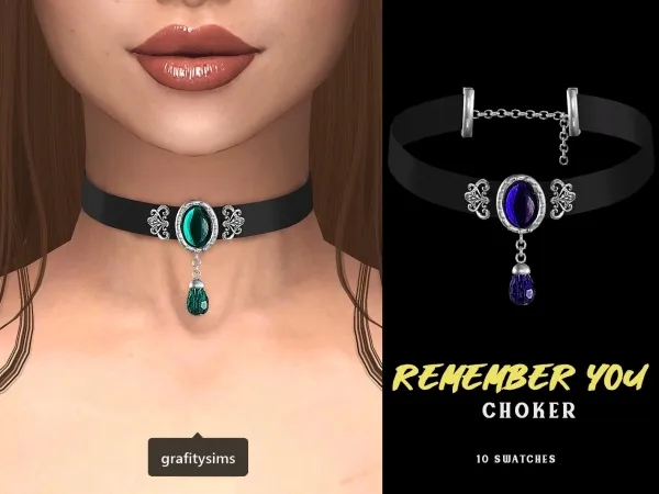 Alpha Remember You Choker by grafity-cc - The Sims 4 Custom Content
