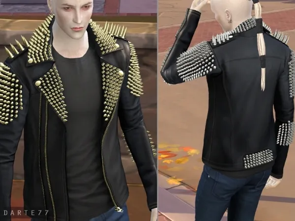 Alpha Studded Leather Jacket by simsfinds - The Sims 4 Custom Content