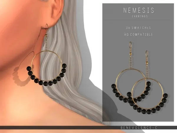 Alpha Nemesis Earrings Angelic Collection by luminescent - The Sims 4 Custom Content