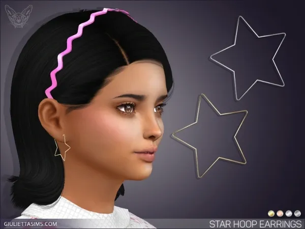 Alpha Star Hoop Earrings For Kids by giuliettasims - The Sims 4 Custom Content