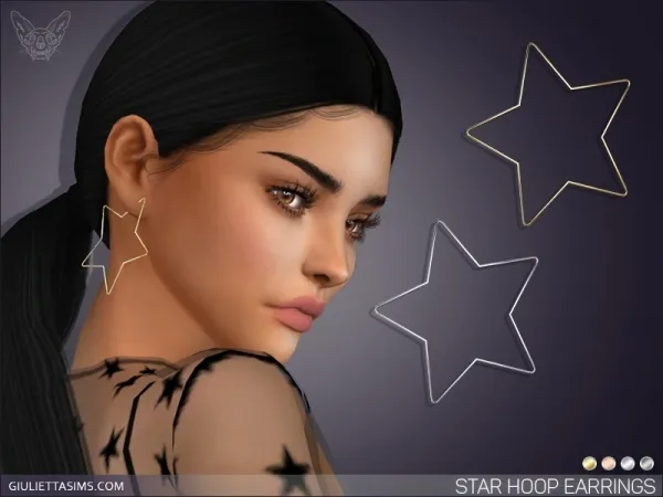 Alpha Star Hoop Earrings by giuliettasims - The Sims 4 Custom Content