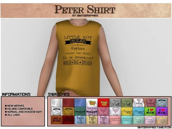 Alpha Peter Shirt by simtographies - The Sims 4 Custom Content