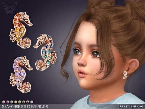 Alpha SEAHORSE STUD EARRINGS FOR TODDLERS by giuliettasims - The Sims 4 Custom Content