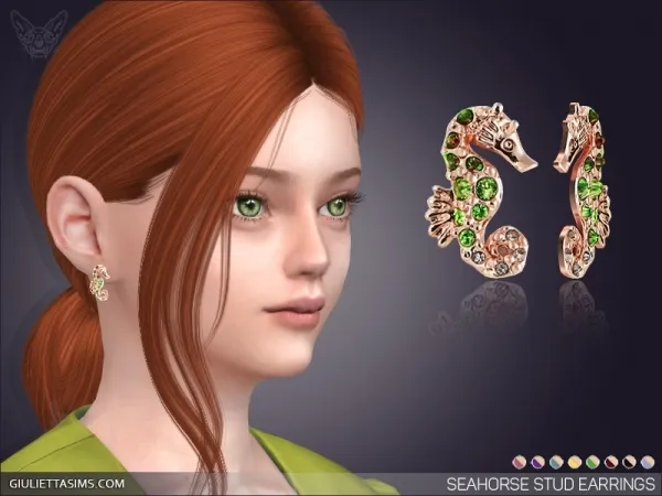 Alpha Seahorse Stud Earrings For Kids Seahorse Stud Earrings For Kids by giuliettasims - The Sims 4 Custom Content