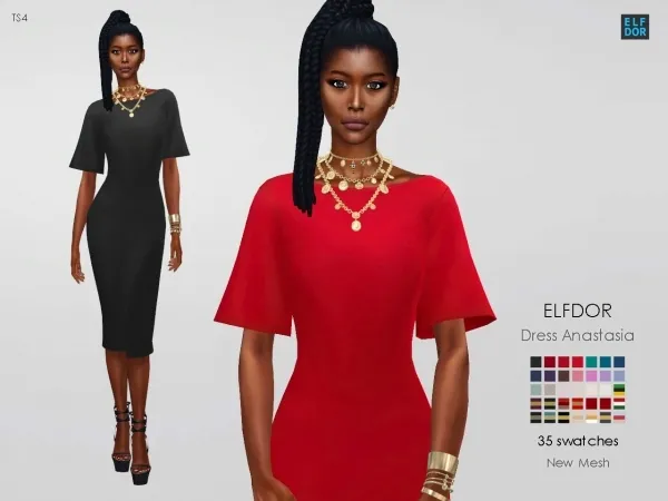 Maxis Match Dress Anastasia by elfdor - The Sims 4 Custom Content