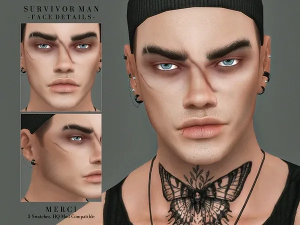 Alpha Survivor Man Face Details - The Sims 4 Custom Content