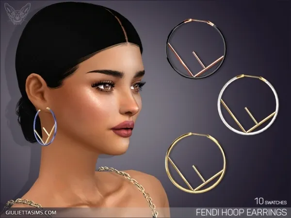 Alpha Designer Hoop Earrings by giuliettasims - The Sims 4 Custom Content
