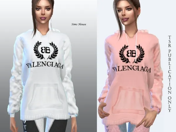 Alpha Female hoodie in pastel colors - The Sims 4 Custom Content
