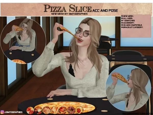 Alpha Pizza Slice by simtographies - The Sims 4 custom content