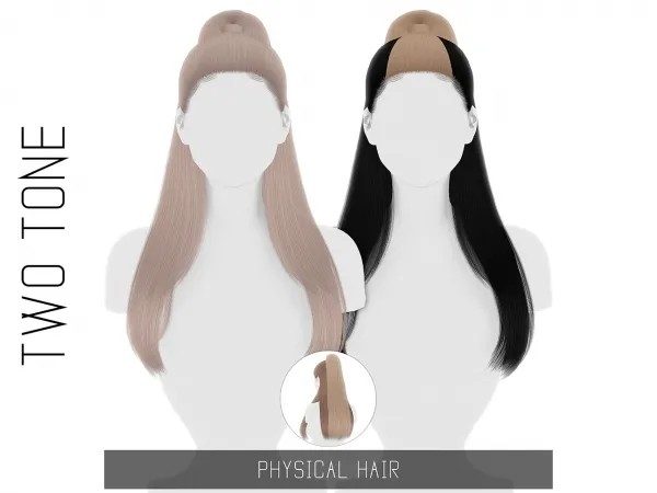 Alpha PHYSICAL HAIR TWO TONE by simsfinds - The Sims 4 Custom Content