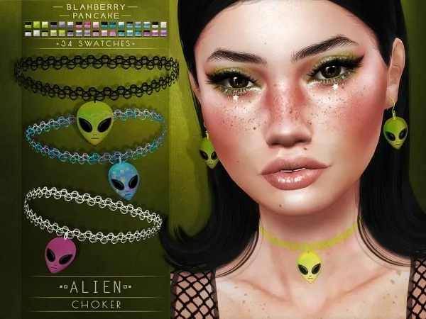 Alpha Blahberry Pancake Alien Choker by blahberry-pancake - The Sims 4 Custom Content