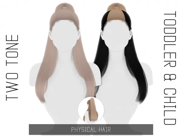 Alpha PHYSICAL HAIR TODDLER CHILD TWO TONE by simsfinds - The Sims 4 Custom Content