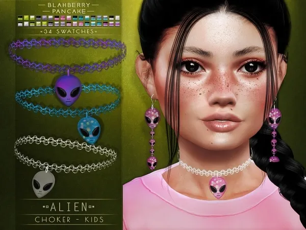 Alpha Blahberry Pancake Alien Choker KIDS by blahberry-pancake - The Sims 4 Custom Content
