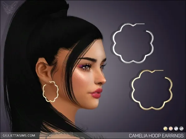Alpha CAMELIA HOOP EARRINGS by giuliettasims - The Sims 4 Custom Content