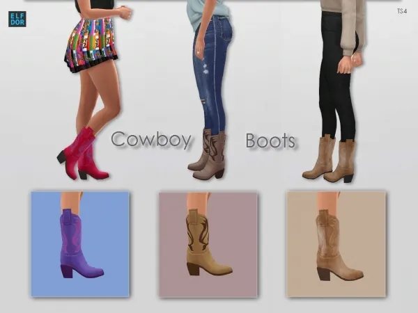 Maxis Match Cowboy Boots by elfdor - The Sims 4 Custom Content