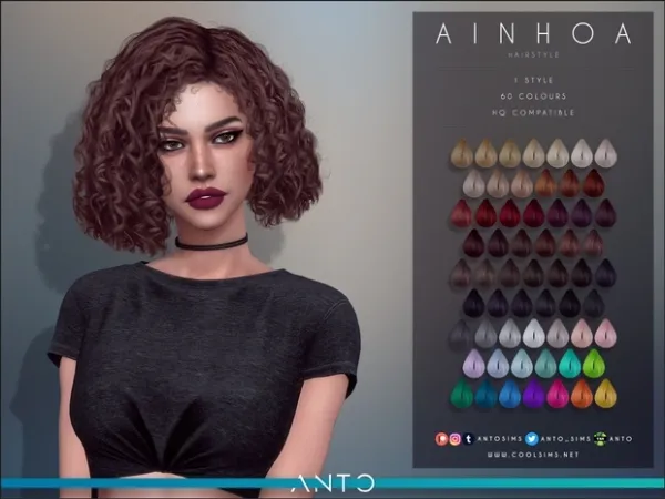 Alpha Ainhoa Hairstyle by antosims - The Sims 4 Custom Content