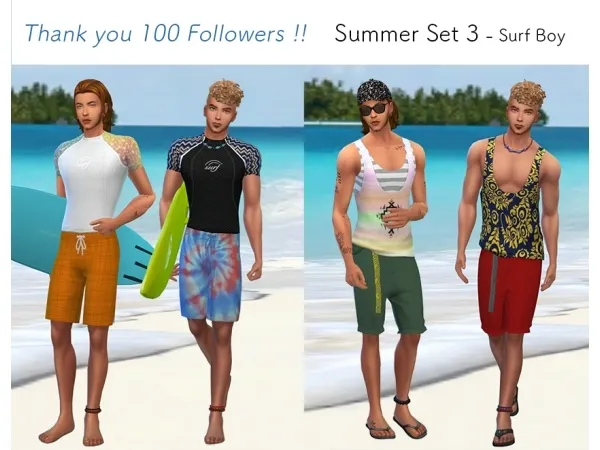 Maxis Match Summer Set 3 Surf Boy by simsfinds - The Sims 4 Custom Content