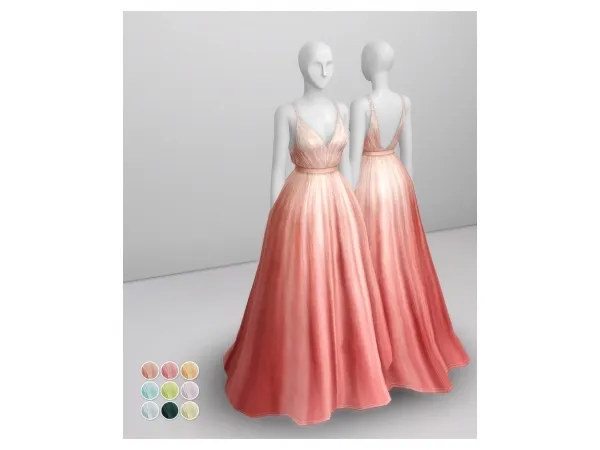 Mix Peach Silk Gown by simsfinds - The Sims 4 Custom Content