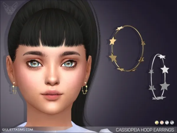 Alpha Cassiopeia Hoop Earrings For Kids by giuliettasims - The Sims 4 Custom Content