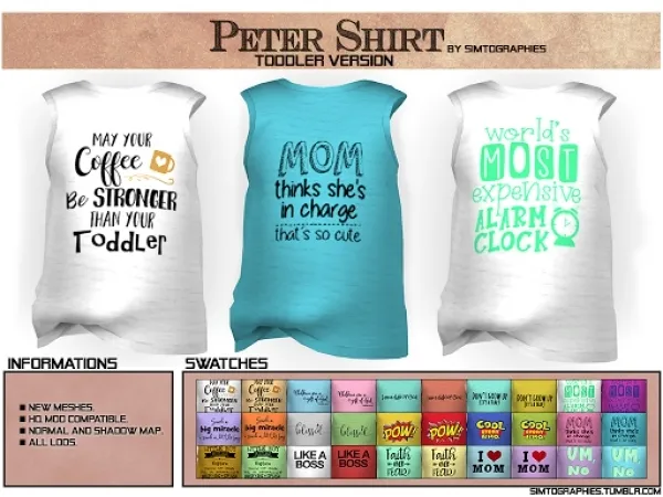 Alpha Peter Shirt (Toddler Version) - The Sims 4 Custom Content