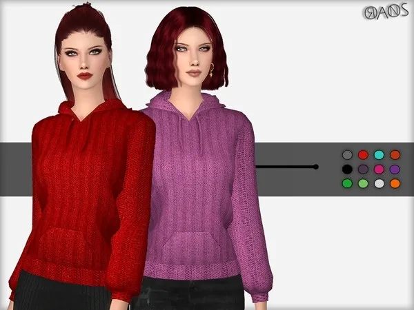 Mix Knit Hoodie [Female] by thesimsresource - The Sims 4 Custom Content