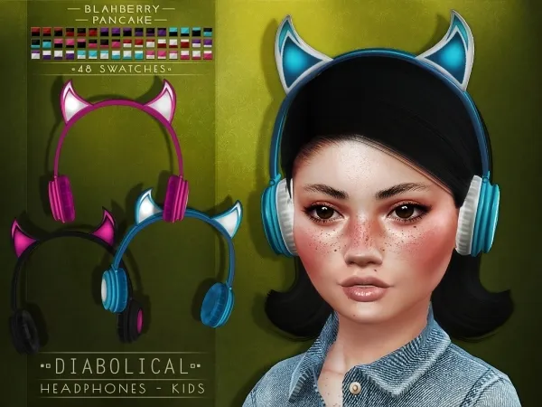 Alpha Blahberry Pancake Diabolical Headphones KIDS by blahberry-pancake - The Sims 4 Custom Content