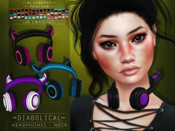 Alpha Blahberry Pancake Diabolical Headphones NECK VERSION by blahberry-pancake - The Sims 4 Custom Content