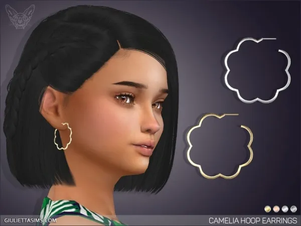 Alpha CAMELIA HOOP EARRINGS FOR KIDS by giuliettasims - The Sims 4 Custom Content