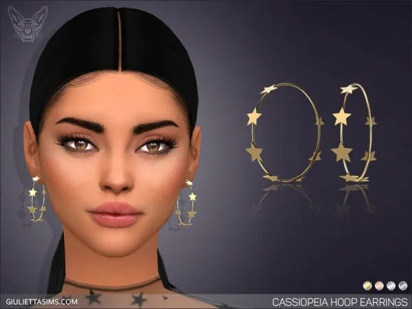 Alpha CASSIOPEIA HOOP EARRINGS by giuliettasims - The Sims 4 Custom Content