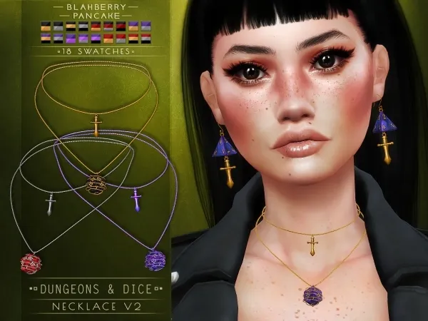 Maxis Match Blahberry Pancake Dungeons Dice Necklace V2 by blahberry-pancake - The Sims 4 Custom Content