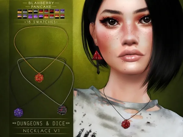 Alpha Blahberry Pancake Dungeons Dice Necklace V1 by blahberry-pancake - The Sims 4 Custom Content