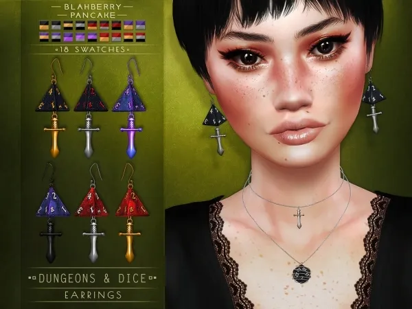 Alpha Blahberry Pancake Dungeons Dice Earrings by blahberry-pancake - The Sims 4 Custom Content